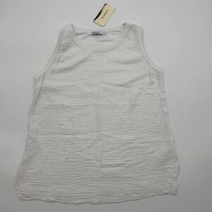 Red Haute White Gauze Knit Crew Tank Top Evereve Small NWT